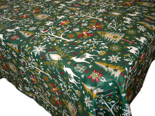 French coated tablecloth (Laponie, green) - Click Image to Close
